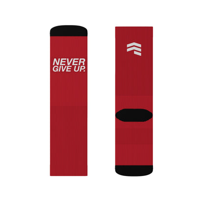 "Never Give Up" Running Socks - Red