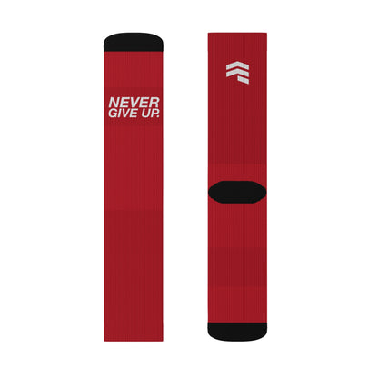 "Never Give Up" Running Socks - Red