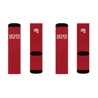 "Never Give Up" Running Socks - Red