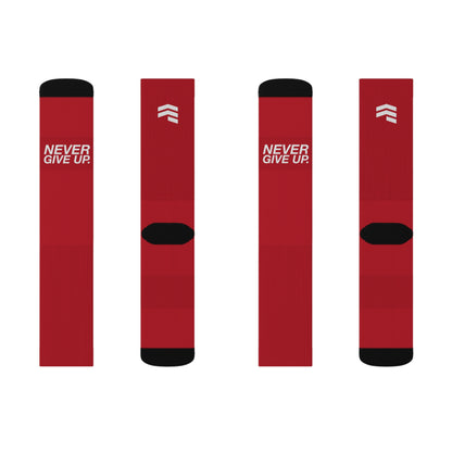 "Never Give Up" Running Socks - Red