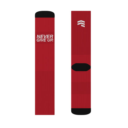 "Never Give Up" Running Socks - Red