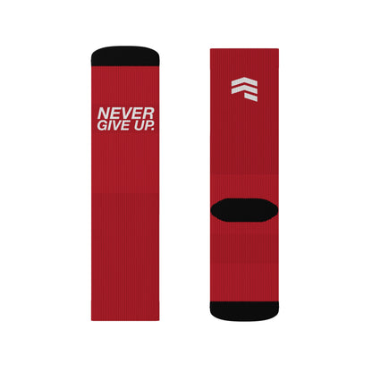 "Never Give Up" Running Socks - Red