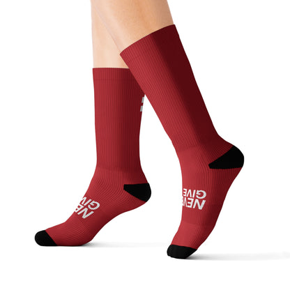 "Never Give Up" Running Socks - Red